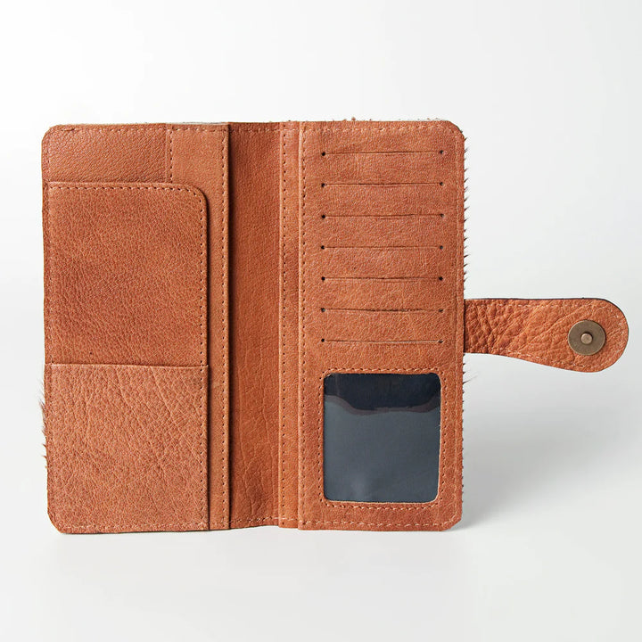 American Darling Hand Tooled Hair On Wallet - Tan