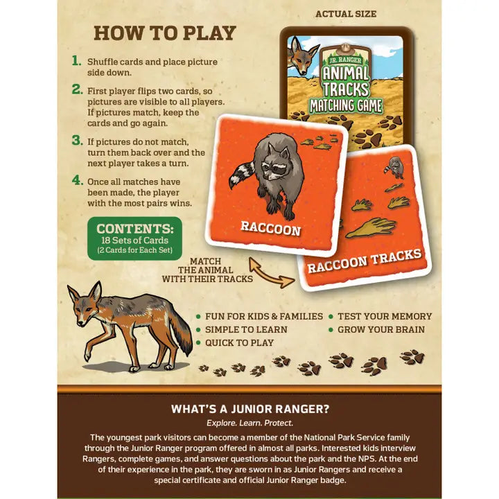 Jr. Ranger Animal Tracks Matching Game - Irvine Tack & Western Wear