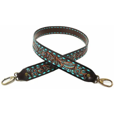 Western Antique Floral Tooled Leather Replacement Shoulder Strap