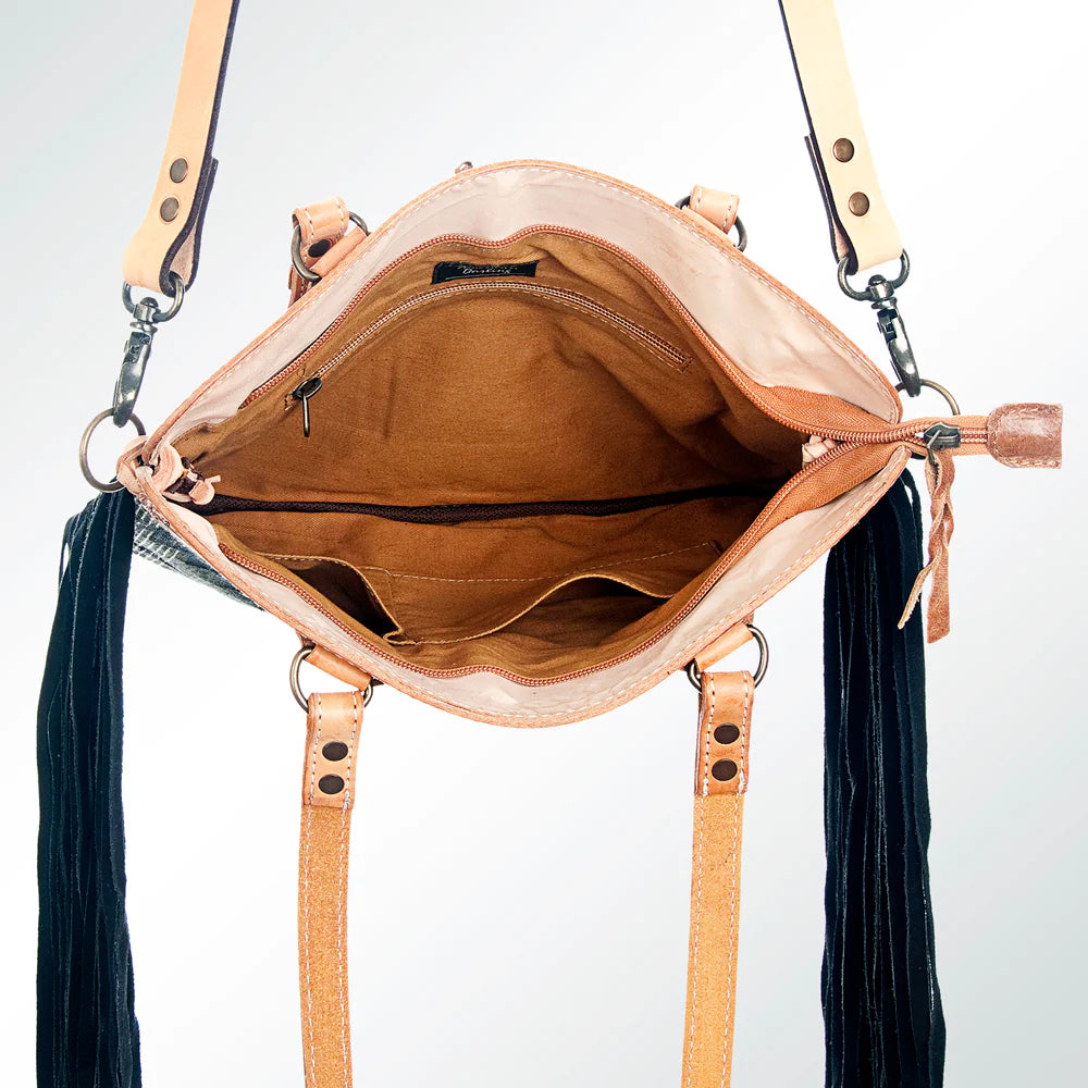 American Darling Saddle Blanket Leather Western Handbag Purse w/Fringe