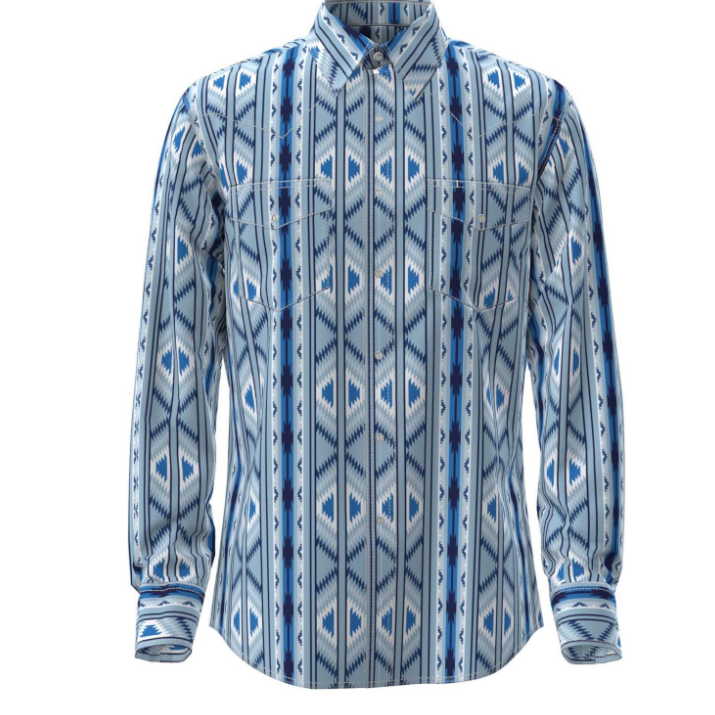 Wrangler Men's Checotah Long Sleeve Classic Fit Shirt- Icy
