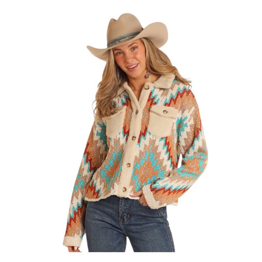Rock & Roll Women's Aztec Long Sleeve Sweater Cardigan - Multi