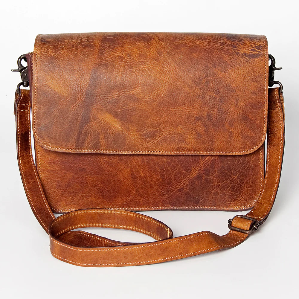 American Darling Women's Flap Leather Crossbody Purse - Brown