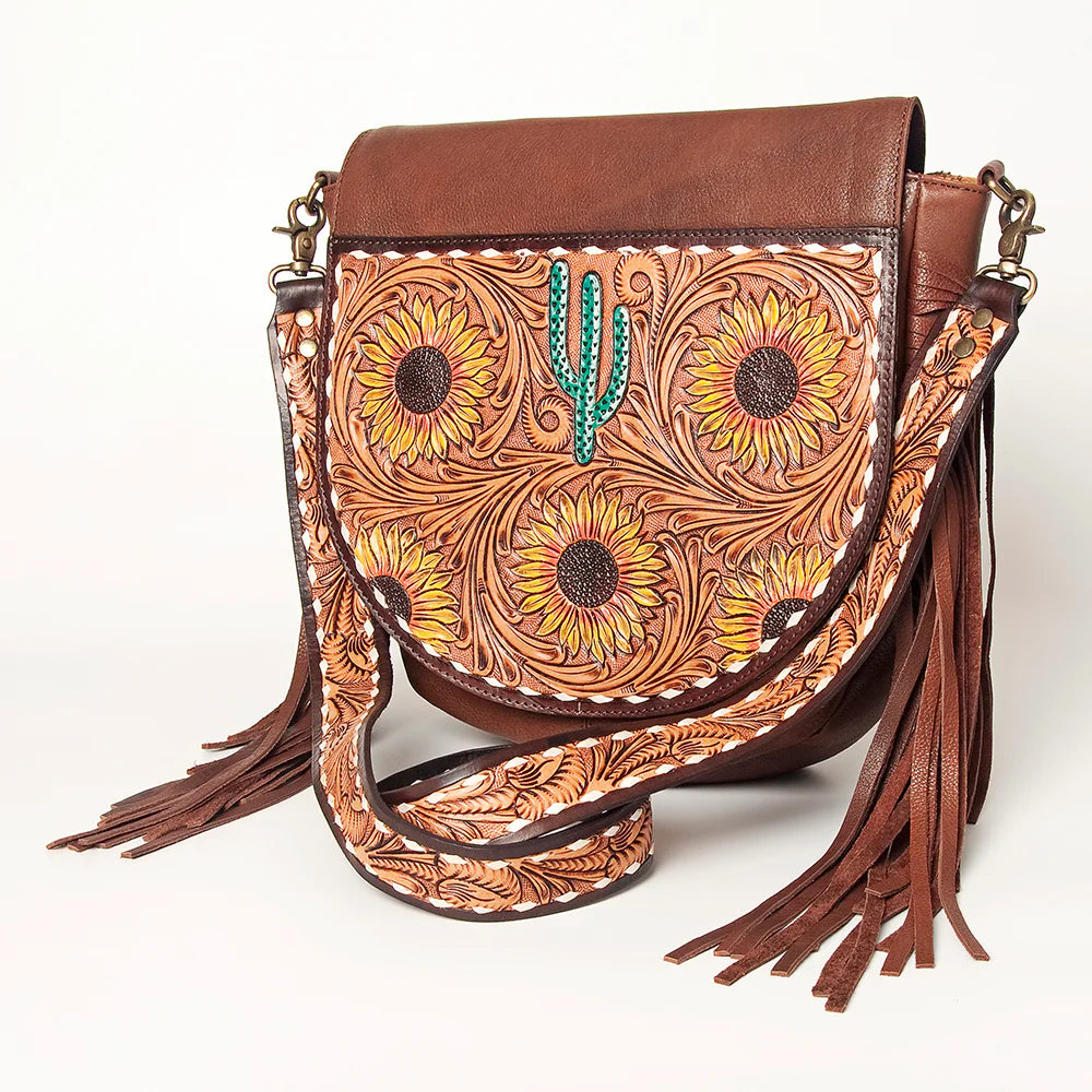 American Darling Hand Tooled Purse - Cactus with Sunflowers