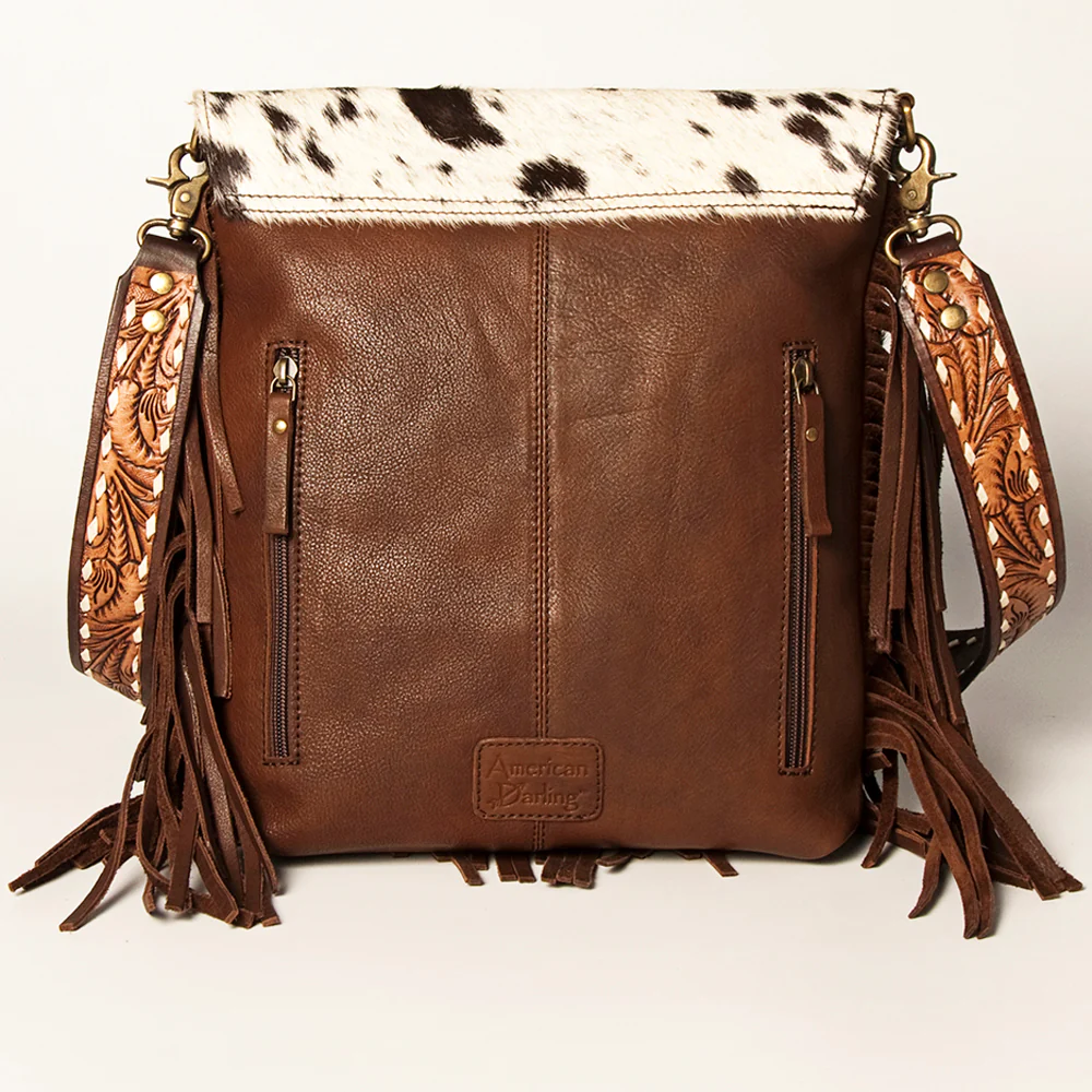 American Darling Crossbody Leather Tooled Messenger Bag - Cowhide/Sunflower