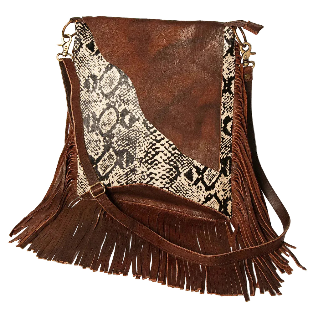 American Darling Hair On Cowhide Messenger Bag - Snake