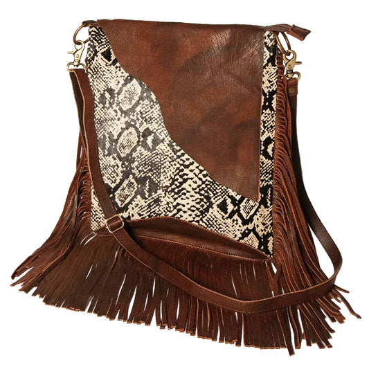 American Darling Hair On Cowhide Messenger Bag - Snake