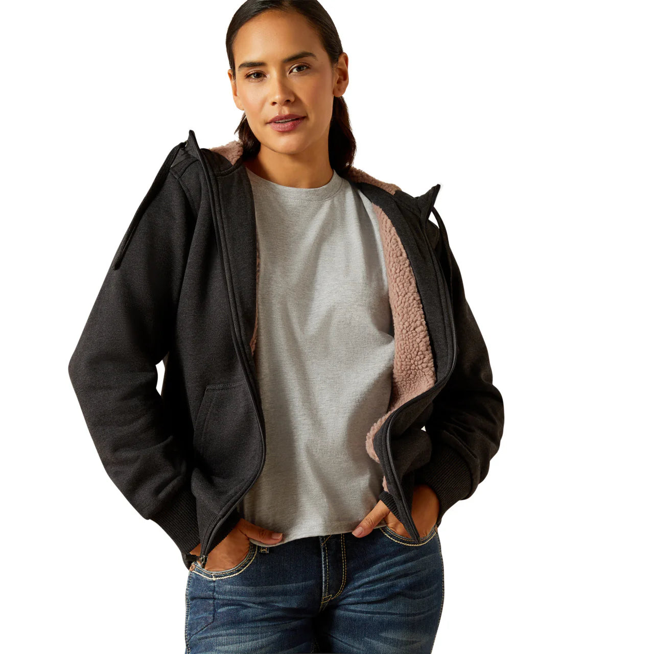 Ariat Women's Rebar All Weather Sherpa Full Zip Hoodie - Charcoal Heather