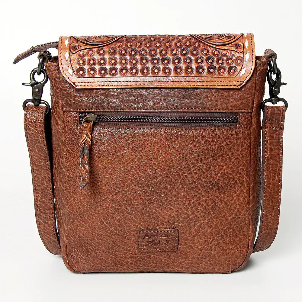 American Darling Crossbody Bag - Brown w/Hand Tooling