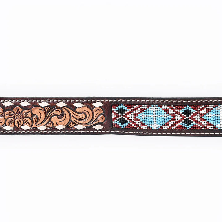 Bar H Hand Tooled Western leather Belt