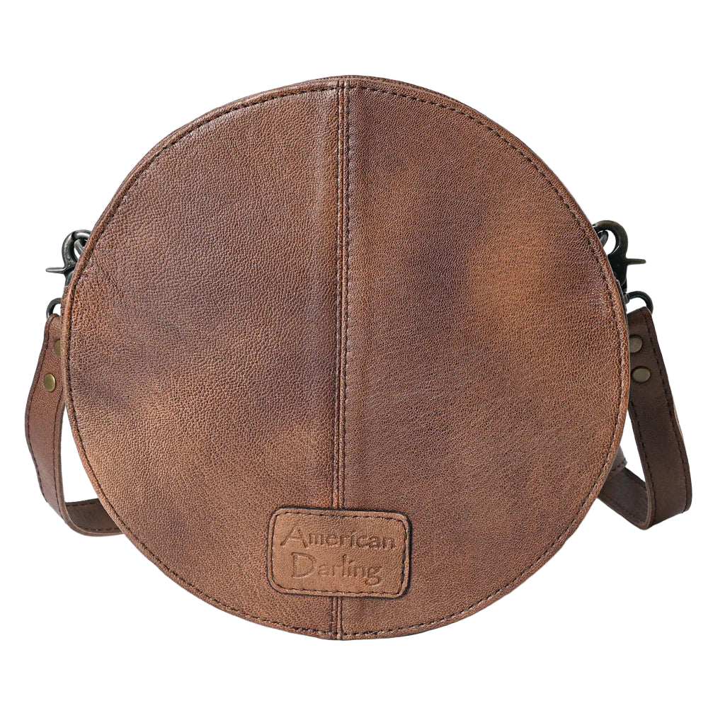 American Darling Round Leather Handbag - Saddle Blanket Inlay