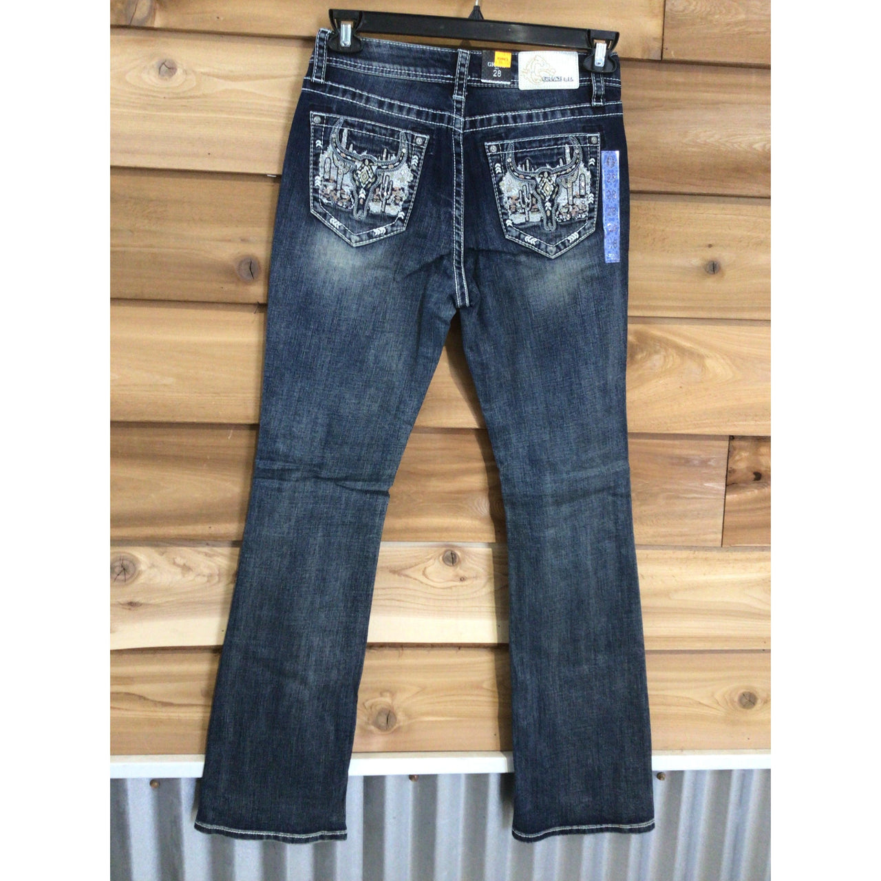 Grace in LA Women's Steer Head Detail Western Jeans