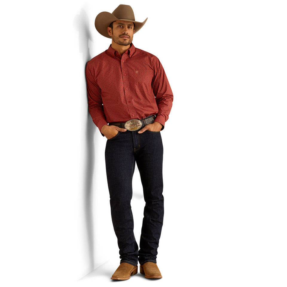 Ariat Men's Sanders Classic Fit Print Long Sleeve Shirt - Red