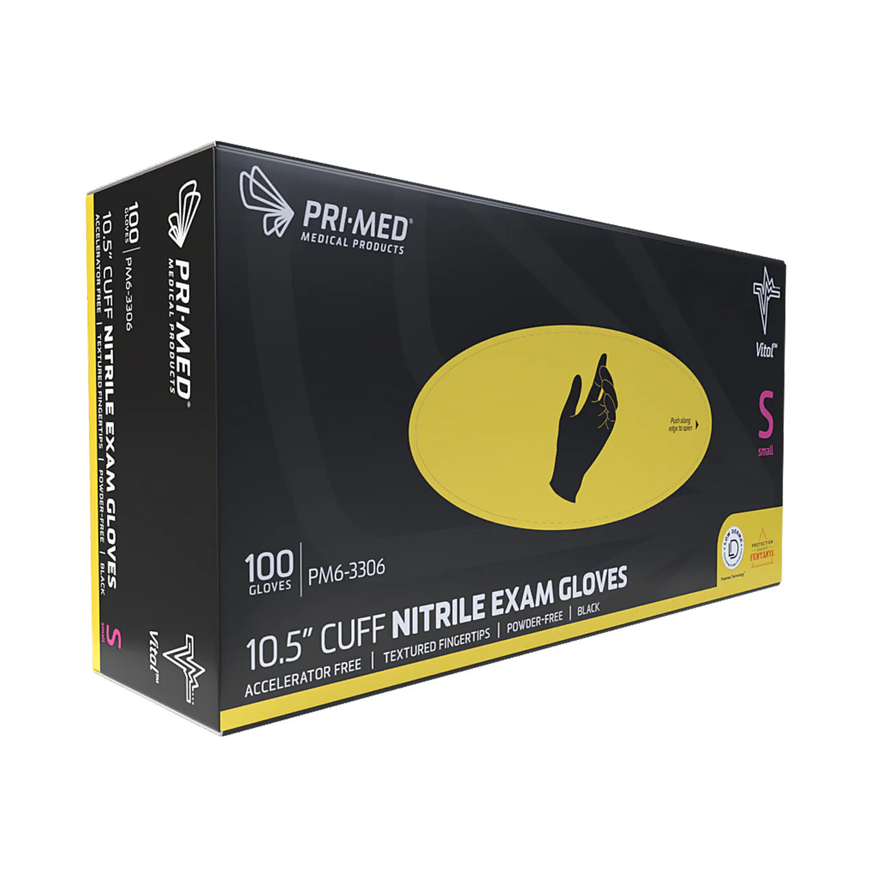 PriMed Vital Accelerator Free Black Nitrile Gloves-100/Box