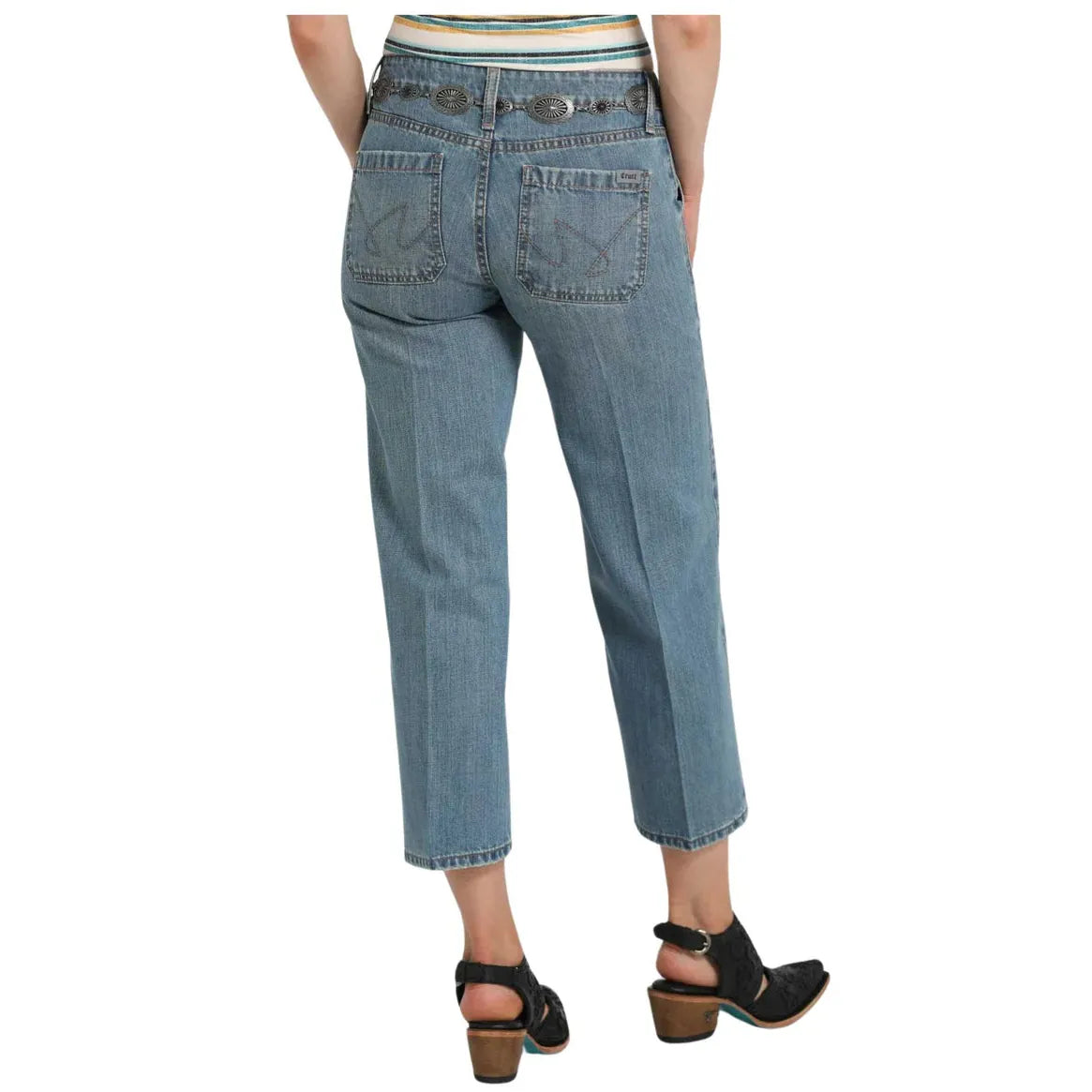 Cinch Women's Hannah Crop Jeans- Medium Stone