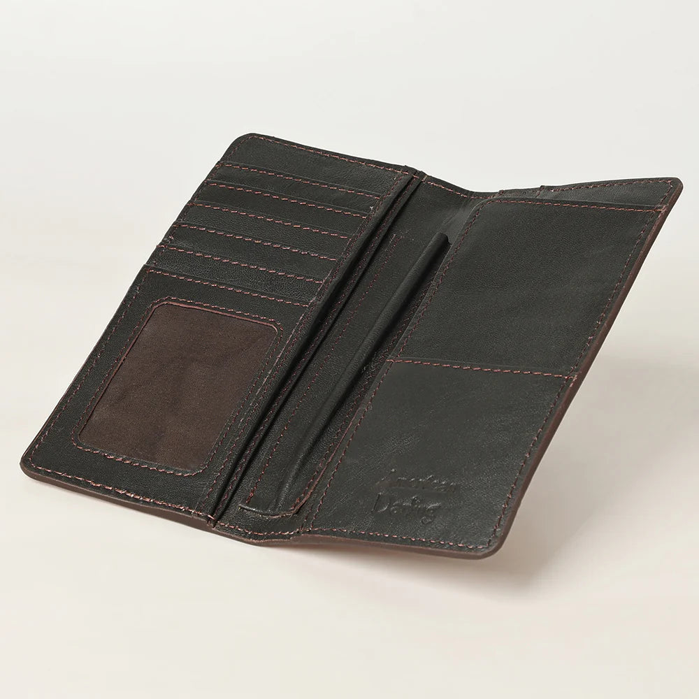 American Darling Leather Hand-Tooled Wallet - Light Pink