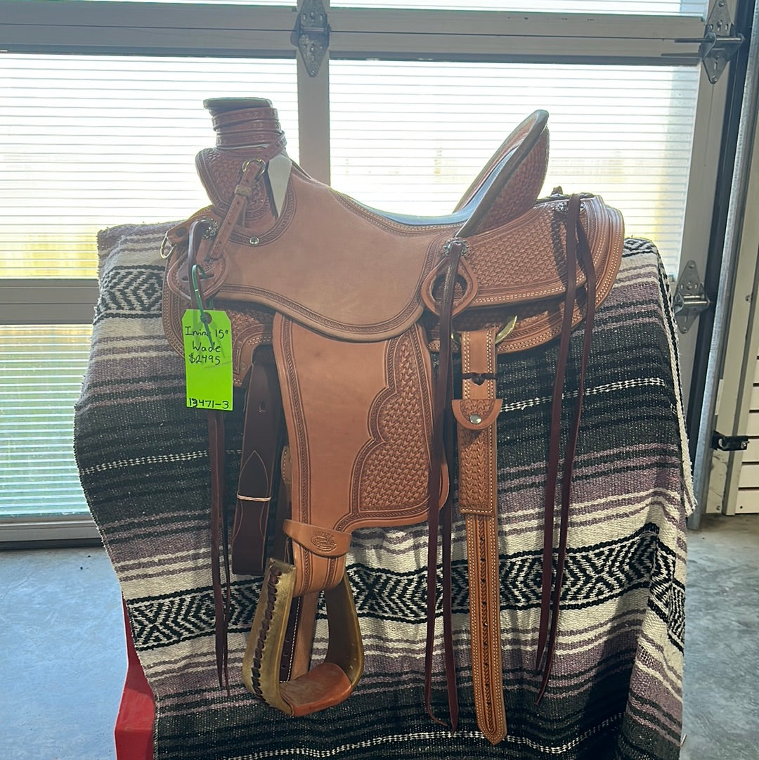 Irvine  15" Wade Ranch Saddle - 3/4 Combo Tooling Inlay Seat