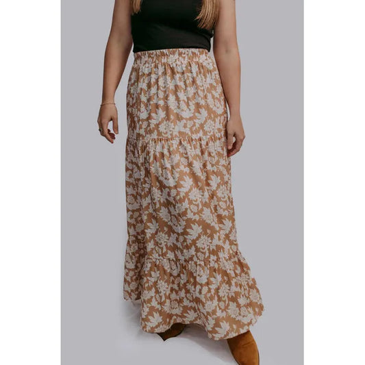 Merigold Kiss Floral Side Slit Floral Print Maxi Skirt
