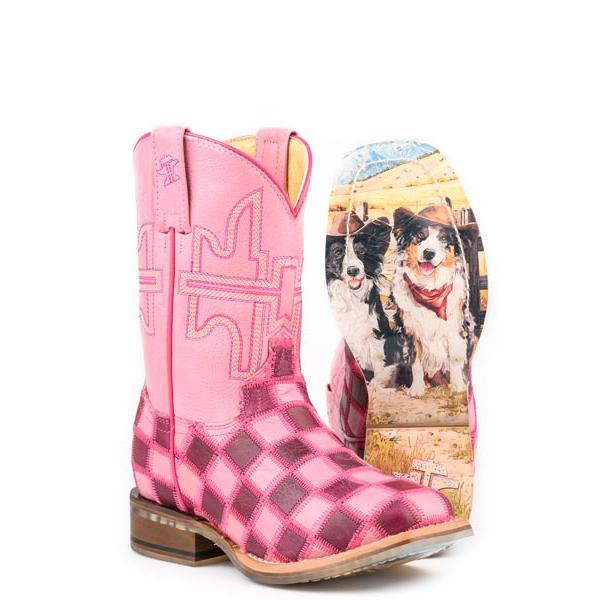 Tin Haul Little Kids Square Toe Lil Squares Best Friends Western Boots- Multi