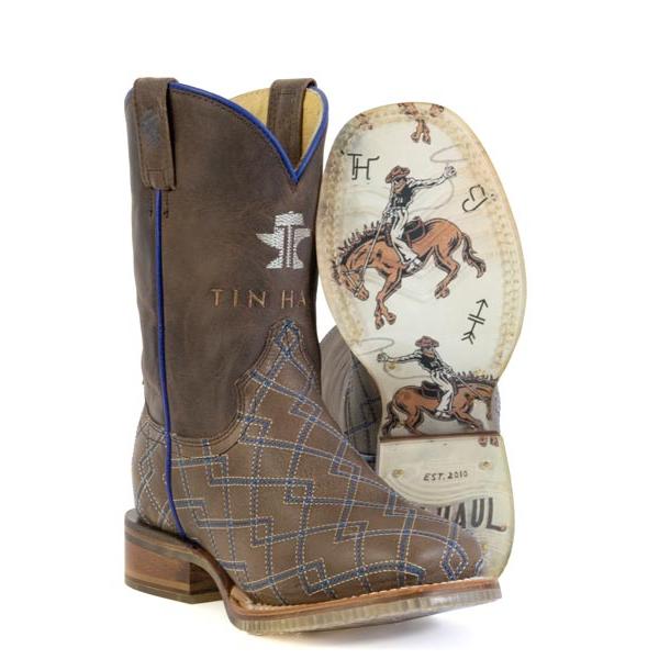 Tin Haul Cowboy DNA Kids Square Toe Western Boots- Brown