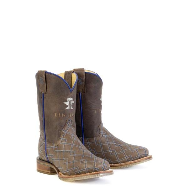 Tin Haul Cowboy DNA Kids Square Toe Western Boots- Brown