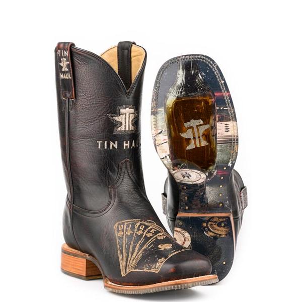 Tin Haul Men's Royal Flush with Gambling Sole Boot- Black