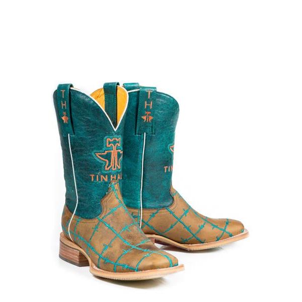 Tin Haul  Women's Barb Wire Wild & Free Western Boots- Tan