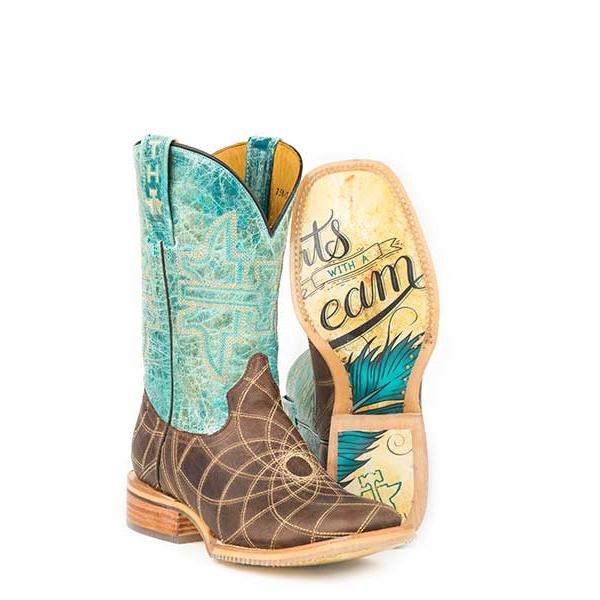 Tin Haul Women's Dream Catcher Western Boot- Brown