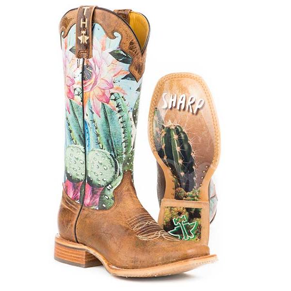 Tin Haul  Women's Cactilicious Western Boot-Brown