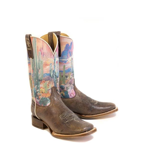 Tin Haul  Women's Cactica Western Boots- Brown