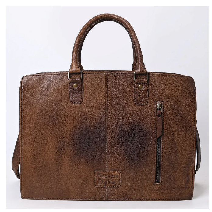 American Darling Hand Tooled Tote - Brown w/Tan