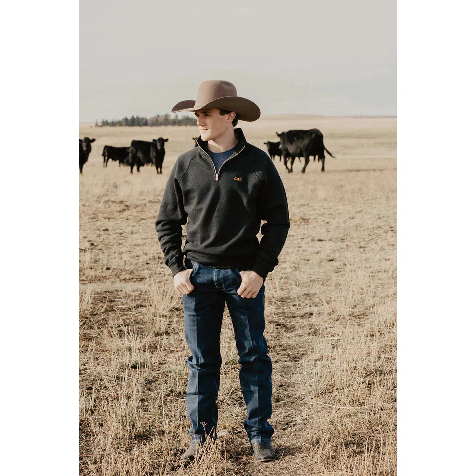 Baredown Brand Men's Long Sleeve  1/4 Zip Pullover- BLACK
