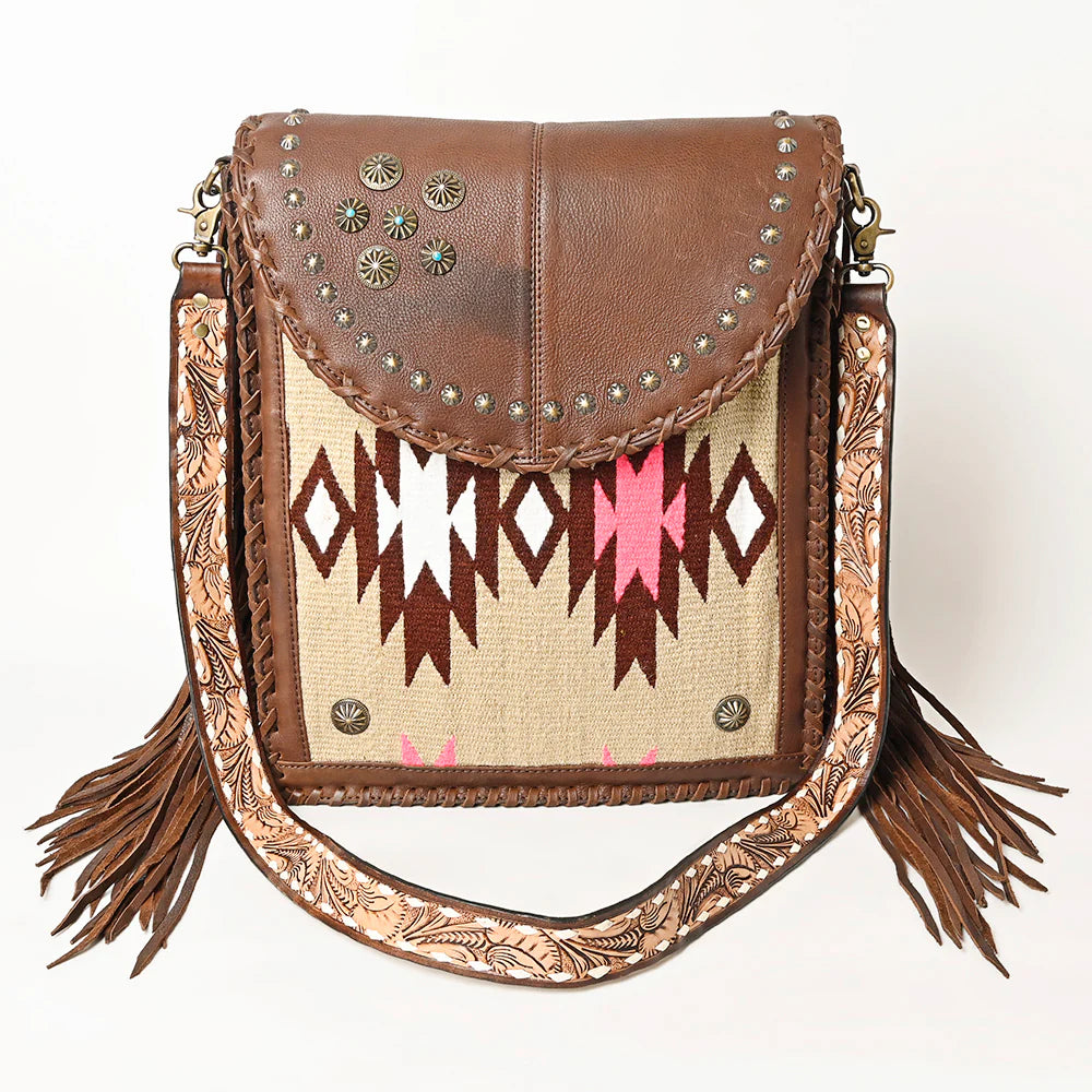 American Darling Crossbody Bag with Fringes - Saddle Blanket - Brown