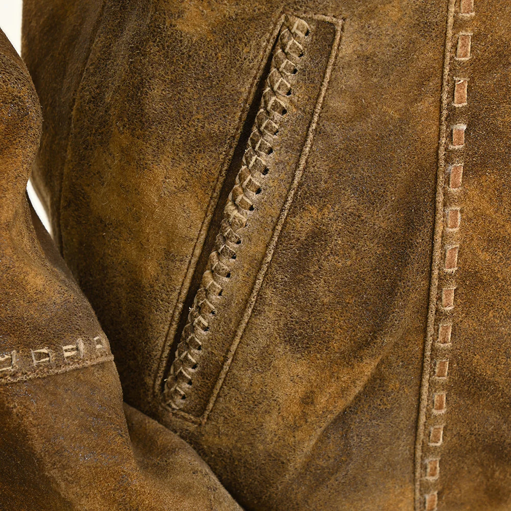 American Darling Women's Leather Distressed Jacket - Distressed Brown