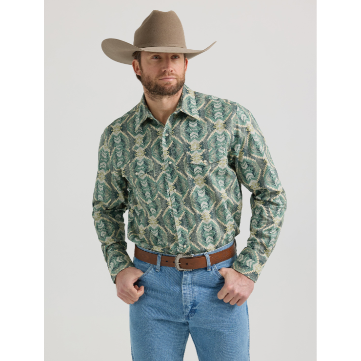 Wrangler Checotah® Men's Western Long Sleeve Shirt - Green