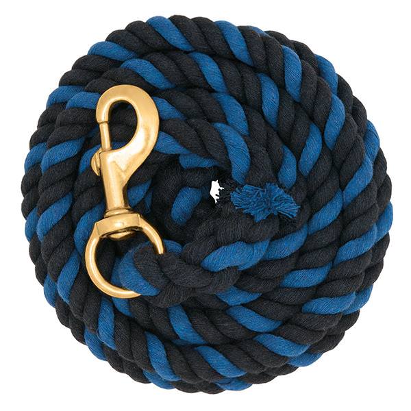 Weaver Leather Solid Colour Cotton Lead Rope with Solid Brass 225 Snap -  148-BLACK/BLUE