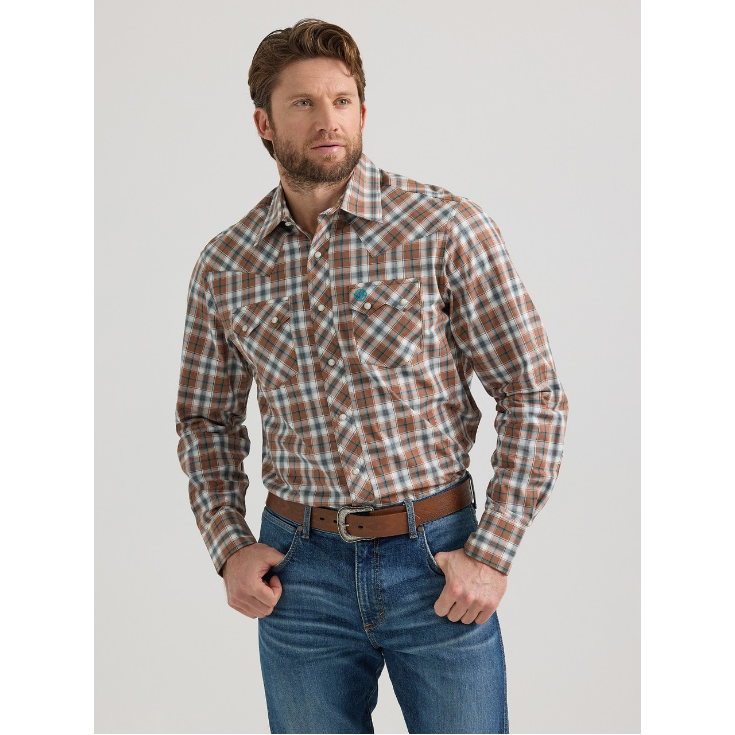 Wrangler Retro® Men's Core Modern Fit Long Sleeve Shirt - Brown Bark