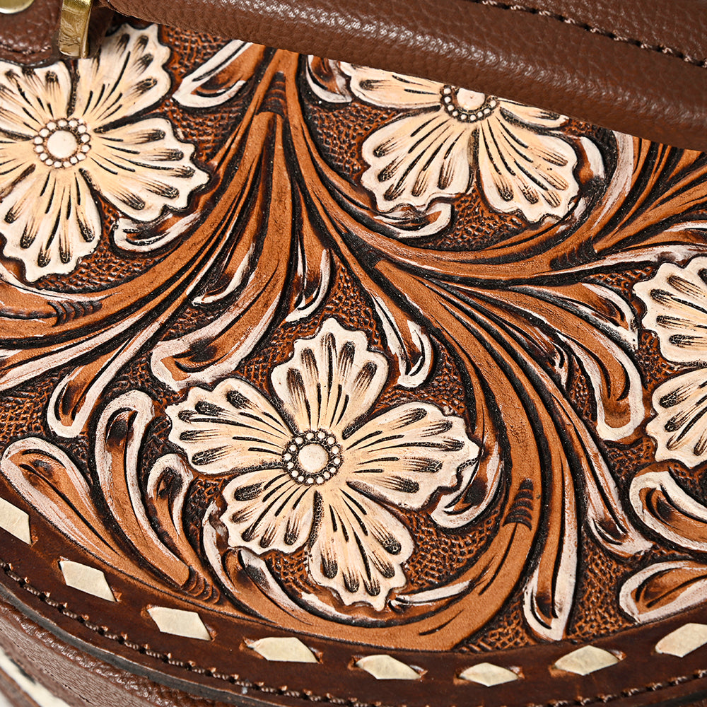 American Darling Western Leather Women's Round Jewelry Case