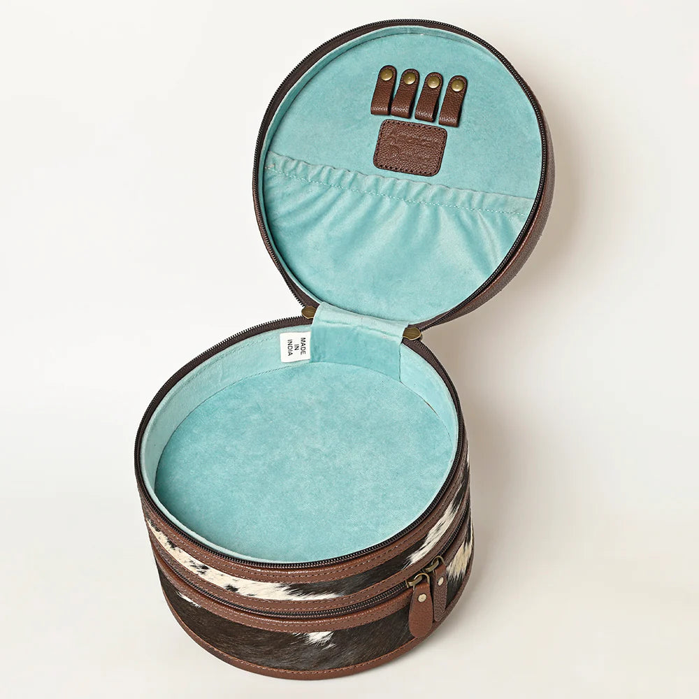 American Darling Western Leather Women's Round Jewelry Case