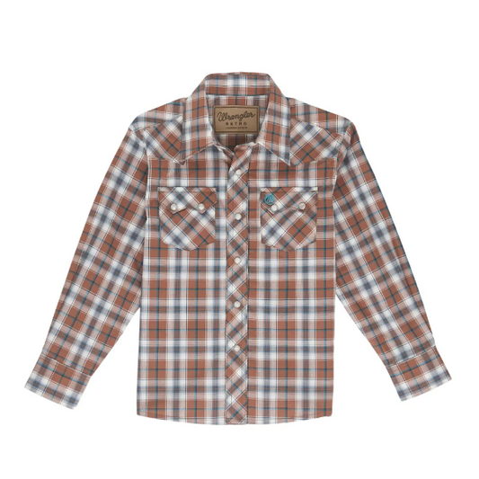 Wrangler Retro® Boy's Long Sleeve Shirt - Brown