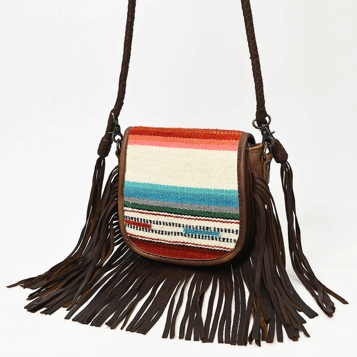 American Darling Saddle Blanket Purse w/Fringe - Multi Serape
