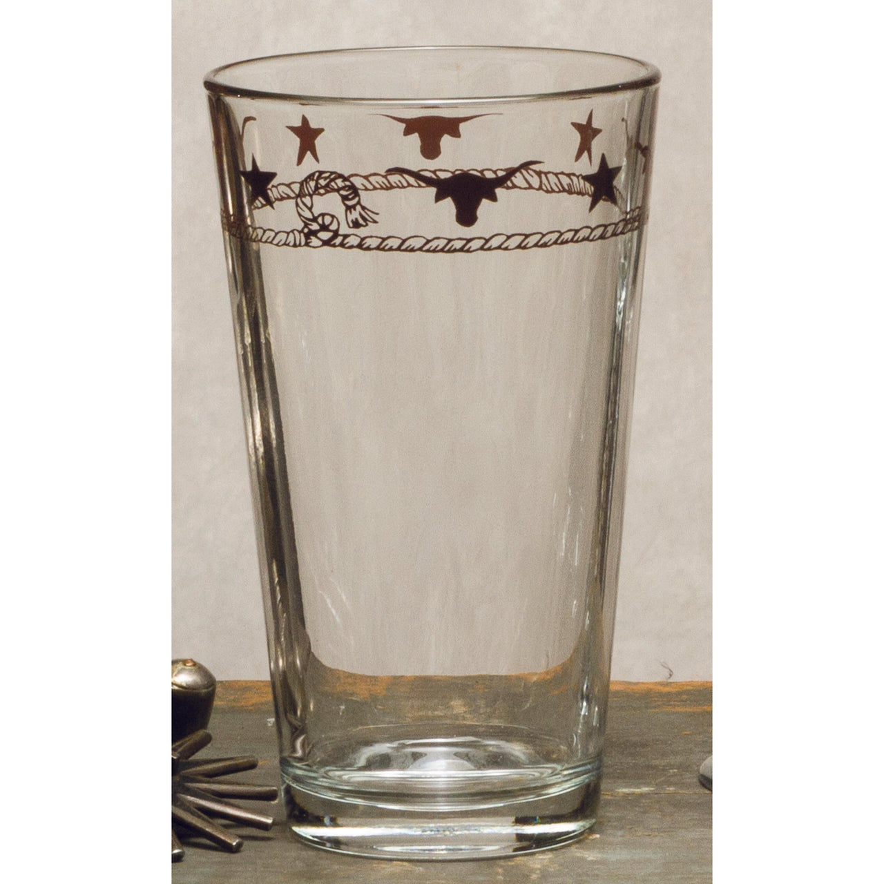 West Creation 16 oz Pint Stars & Longhorns Drinkware- Set of 4