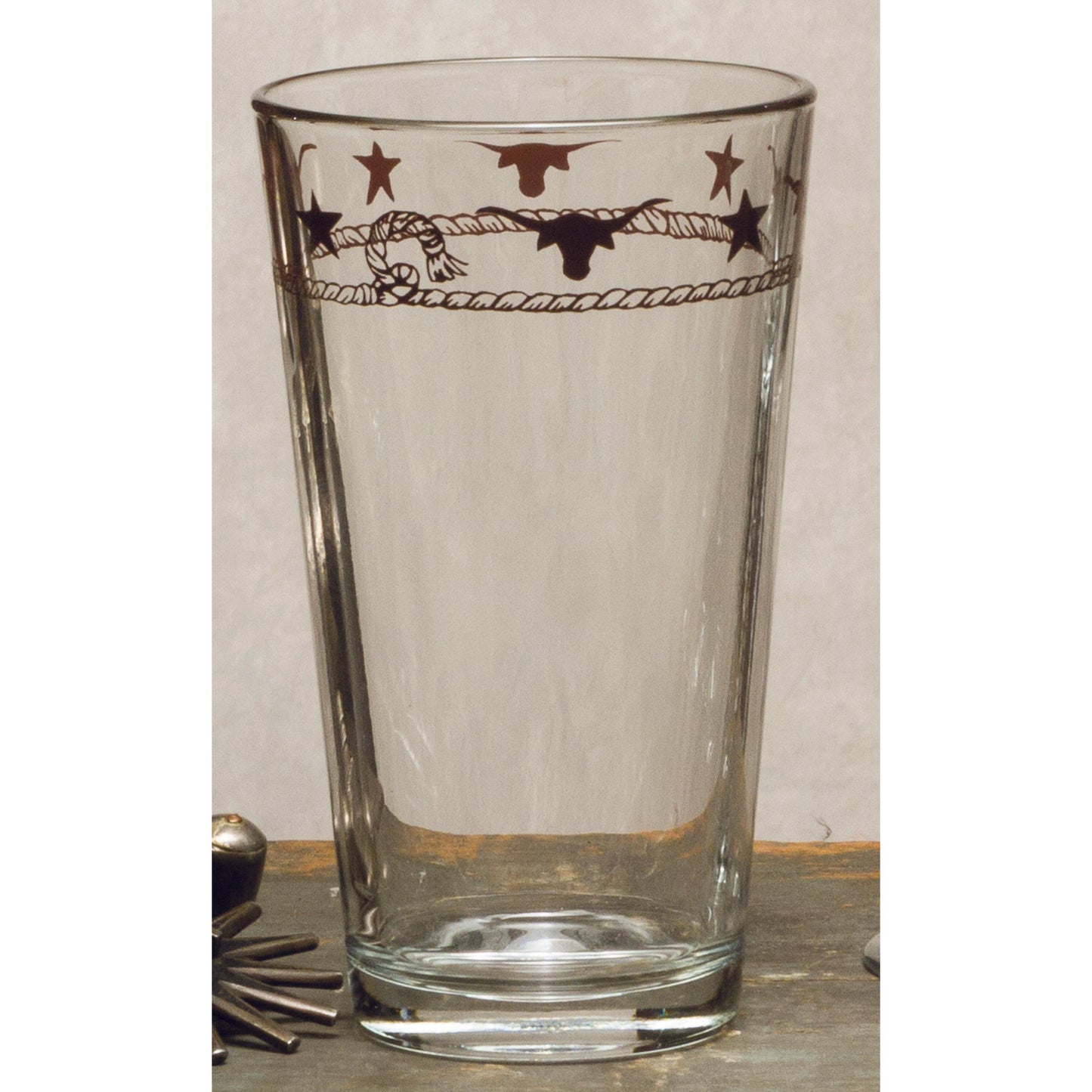 West Creation 16 oz Pint Stars & Longhorns Drinkware- Set of 4