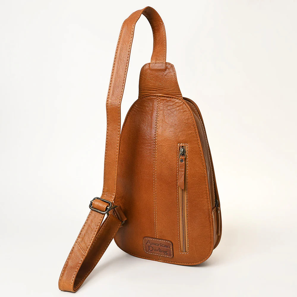 American Darling Floral Hand Tooled Bag -Hair on Cowhide Sling