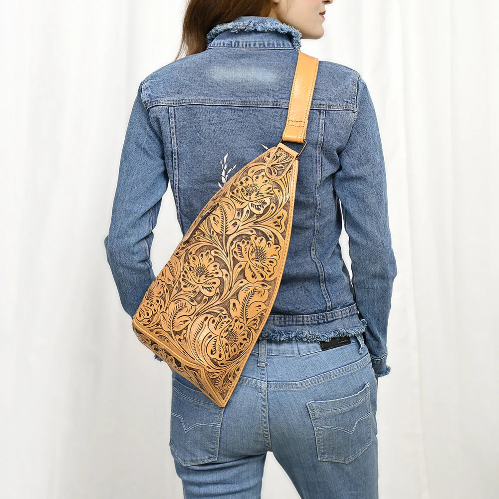 American Darling Genuine Western Leather Sling Bag - Sunflower