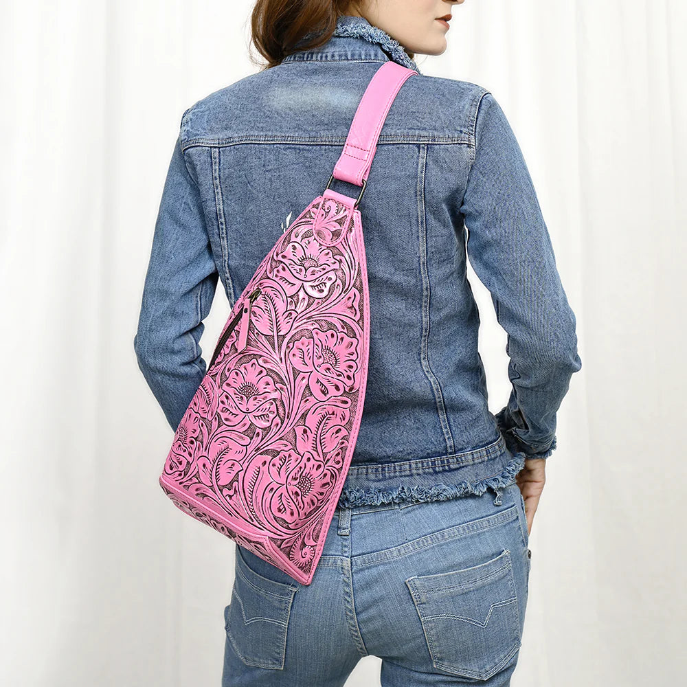 American Darling Genuine Western Leather Sling Bag - Pink