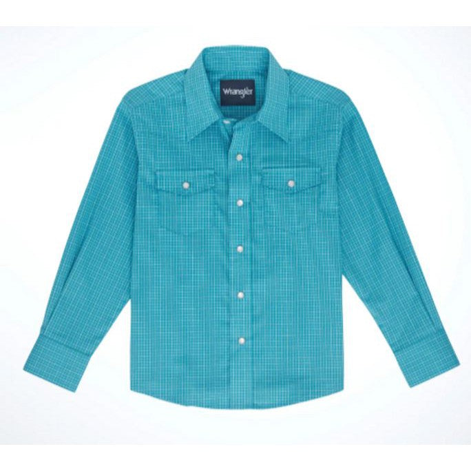 Wrangler Boy's Classic Long Sleeve Shirt- Teal