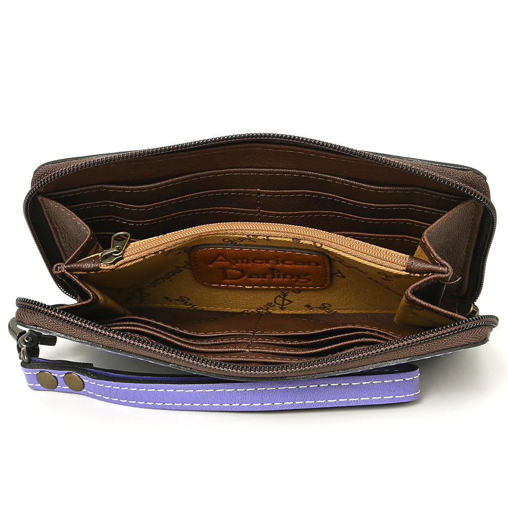 American Darling Organizer Leather Western Bag - Purple