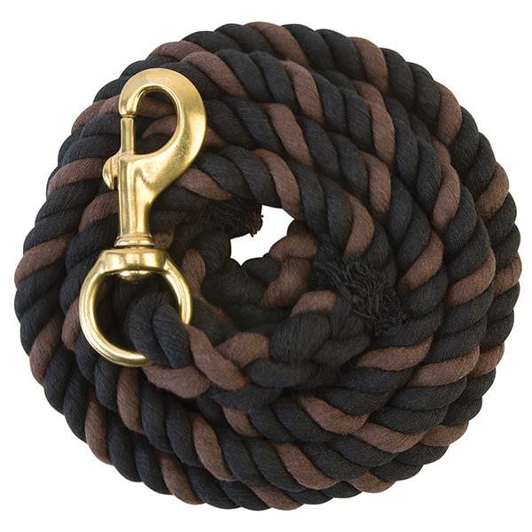 Weaver Leather Solid Colour Cotton Lead Rope with Solid Brass 225 Snap -  151-BLACK/CHOCOLATE