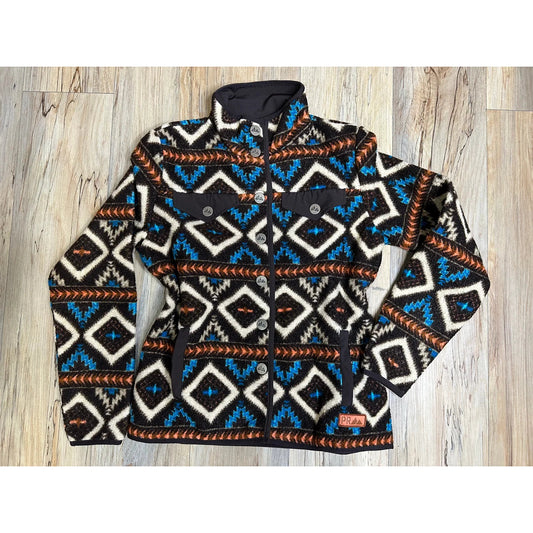 Rock & Roll Women's Aztec Printed Fleece Jacket - Dark Brown